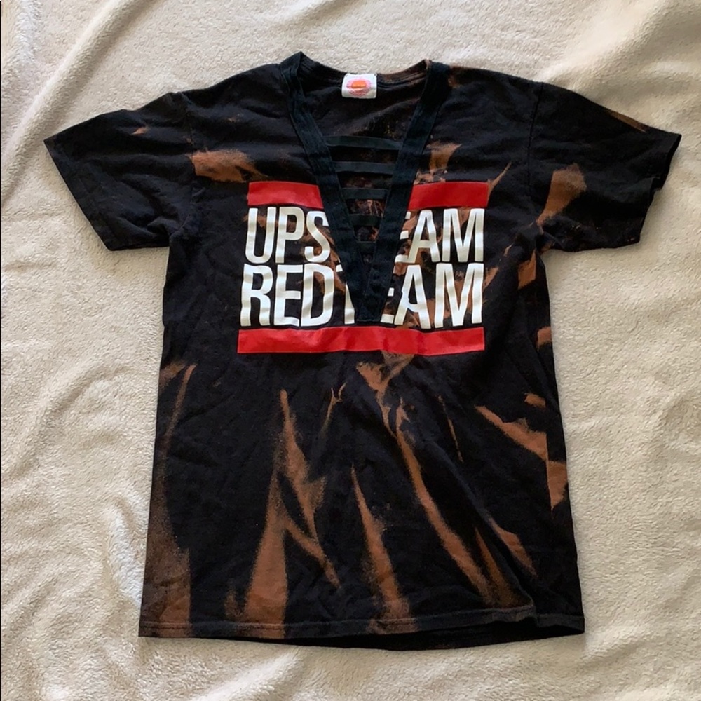 Rutgers college bleach dye custom tee shirt